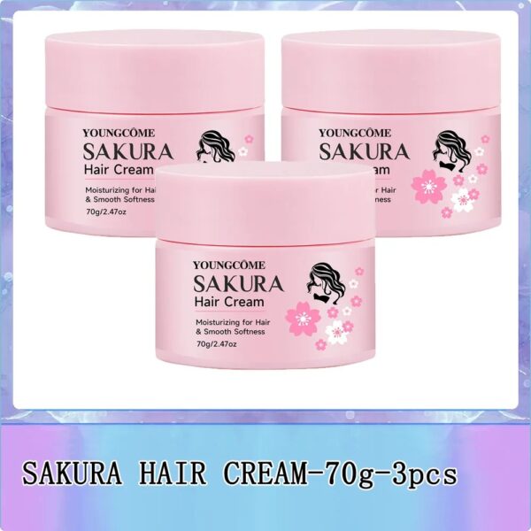 "كريم ساكورا للشعر بزيت الكيراتين والأركان - إصلاح مكثف للشعر الجاف/التالف، والتحكم في التجعد، ومرطب 72 ساعة وحماية من الأشعة فوق البنفسجية "